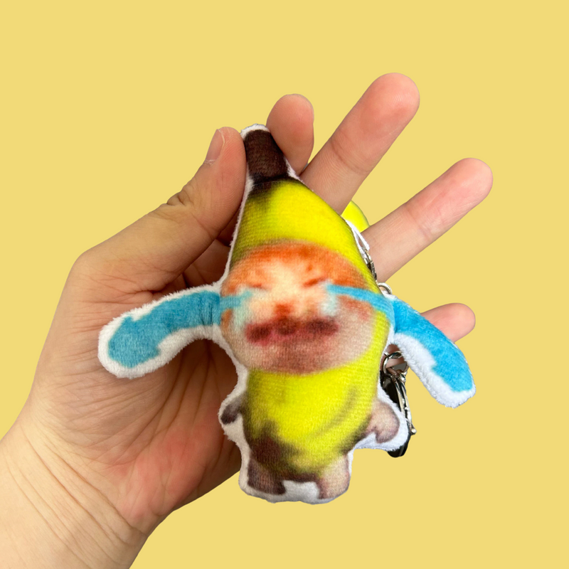 Crying Banana Cat Keychain