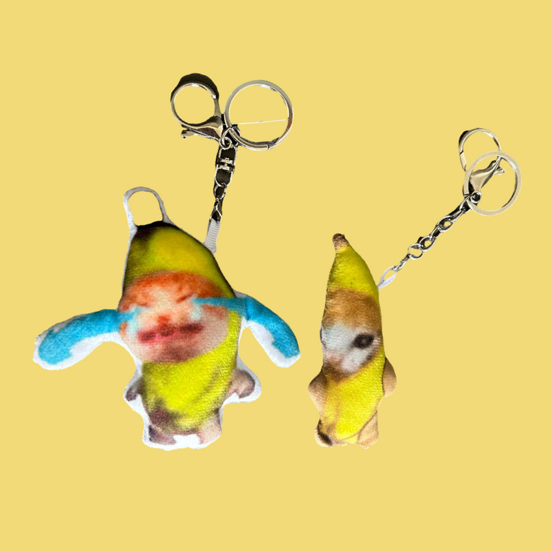 Crying Banana Cat Keychain