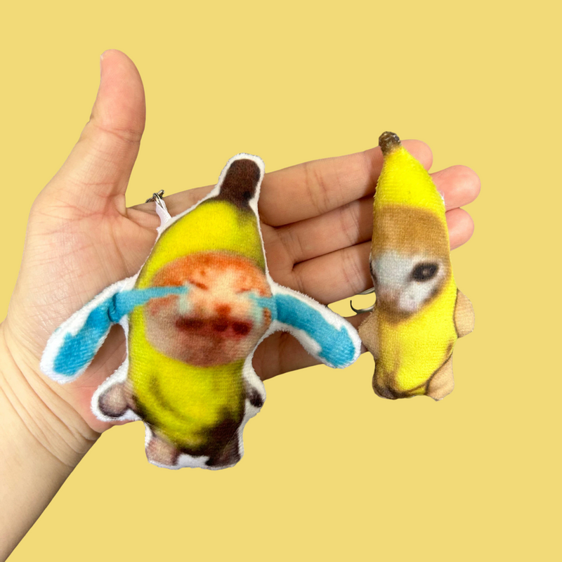 Crying Banana Cat Keychain