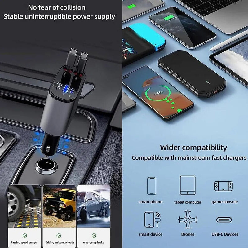 Retractable 4-in-1 Car Charger